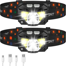 Flashlight, Lumen Ultra-Light Bright LED Rechargeable Headlight with White Red Light, 2-Pack Waterproof Motion Sensor Head Lamp