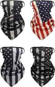 4 Pcs Bandana Face Cover with Ear loops for Men Women Face Scarf Neck Gaiters Sun Protection Motorcycle Balaclava for Outdoors Sports