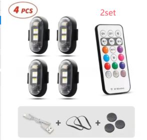 Wireless Remote Control Colorful Strobe Light (Option: 4LightsWithRemoteControl 2set)