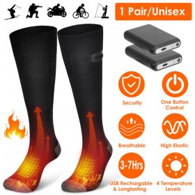 Electric Heated Socks for Men Women Battery Powered Heated Socks Rechargeable Feet Warmer with 4 Temperature Levels Indoor Outdoor Machine Washab (Color: as picture)