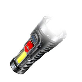 Portable Rechargeable LED Flashlight for Camping & Hiking (Shell Color: Black, Type: Style A)