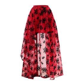 Korean-style Embroidered Floor-length Bridal Wedding Dress Long Sleeve Lace Slim-fit Slimming Irregular Half-length (Option: Red-L)